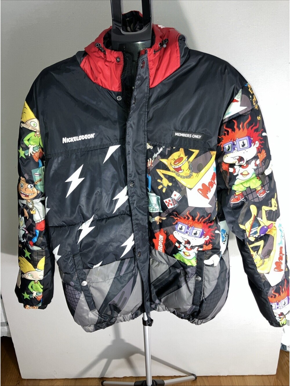 Members Only Nickelodeon Mashup Puffer Jacket Rugrats Hey Arnold Men's Sz Large